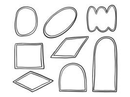 Hand Drawn Minimalist Frame Shape. A set of 8 hand drawn frame shapes including oval, arch, diamond, and abstract forms. Ideal for decorative layouts, branding, or modern design compositions vector