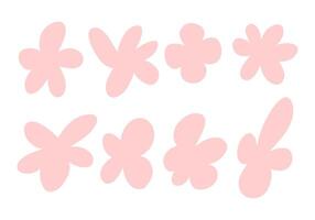 Playful Hand Drawn Abstract Floral Shape. A collection of 8 playful hand drawn abstract floral shapes with organic soft petals, perfect for modern, trendy, and creative designs. vector