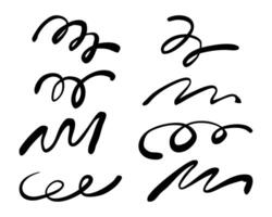 Playful Hand Drawn Swirl Scribble Line. A collection of 8 playful hand drawn swirl and scribble line shapes with dynamic and flowing styles, perfect for modern, trendy, and creative designs. vector