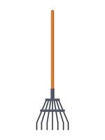 Flat rake stock illustration with wooden handle vector