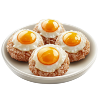 Fried Eggs Toast Garnish White Plate Breakfast Top View png