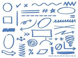 Set of doodle circles, square, ovals, line, arrows symbols and math frames vector