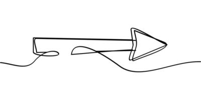 continuous line drawing of right arrow symbol. abstract line art illustration vector