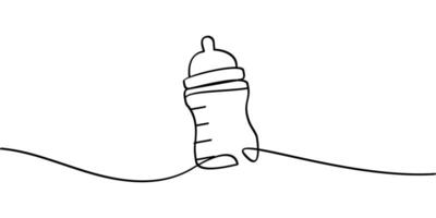 continuous line drawing of baby bottle symbol. abstract line art illustration vector