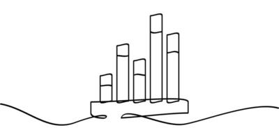continuous line drawing bar chart symbol. abstract line art illustration vector