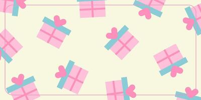 pattern pastel color background with gift icons. design suitable for banner template, poster, greeting card. vector