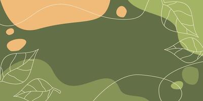 green background abstract wave shape and leaf pattern. template for banner, poster, social media, web. vector
