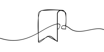 continuous line drawing of bookmark symbol. abstract line art illustration vector