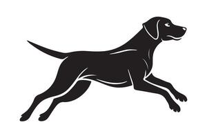 Black and white silhouette of a dog running vector