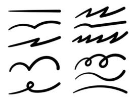 Marker pen emphasis highlight swoosh stroke, squiggle brush scribble vector