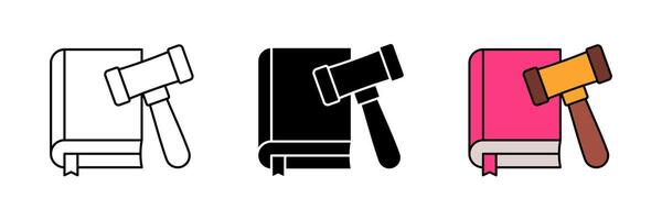 justice hammer icon set, law symbol. modern design isolated on white background vector