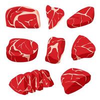 Set of raw meat vector