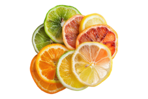 Blend of fruits sliced isolated on transparent background png