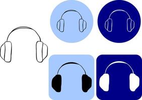 Headphones logo Icon. Graphic line ink illustration. Clean, Scalable Design for Apps and Branding. Banner, poster, wrapping paper, sticker, print, modern textile design. vector