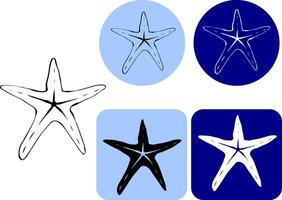 Starfish Silhouette Logo Image on colored Background. graphic line ink illustration suitable for website and application design needs. application design related to starfish. vector