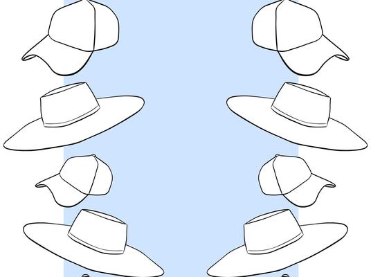 Beach hat cap frame seamless vertical border template for text. graphic line ink illustration. Banner, poster, wrapping paper, sticker, print, modern textile design.