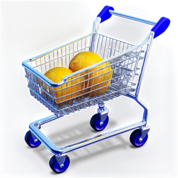 une achats Chariot avec deux des oranges à l'intérieur png
