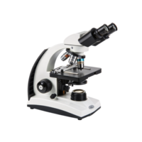 A modern compound microscope with adjustable components. png