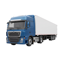 Heavy-duty refrigerated semi-truck on a highway. png