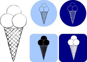Ice cream corn logo outline icon. graphic line ink Cold dessert. Sweet shop menu. Customizable linear contour symbol. for package, vacation design, fabric and textile. vector