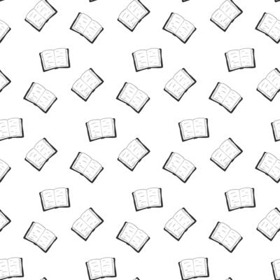 Open books seamless pattern. graphic line ink hand drawn design. Minimalism, monochrome. reading, education, bookstore, science for package, cosmetic, textile, cards.