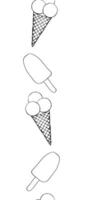 Ice cream Vertical seamless border. graphic line ink pattern frame template illustration. Banner, poster, wrapping paper, sticker, print, modern textile design. vector
