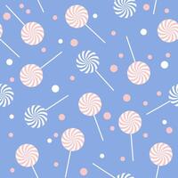 Seamless pattern with sweet lollipops and confetti vector