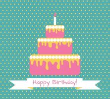 Birthday greeting retro card with cake vector