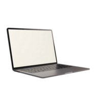Modern sleek laptop with blank screen isolated on transparent background, perfect for technology, design, and digital workspace mockups. png
