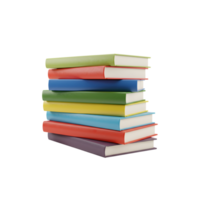 Stack of colorful hardcover books piled neatly, isolated on transparent background for education concept png