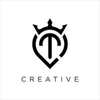 letter LT with Crown in local icon logo design vector
