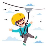Character Having Fun With Zipline vector