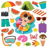 Cartoon Character With Summer Elements vector
