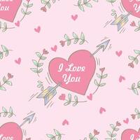 Seamless pattern with hearts and arrows. vector