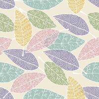 Seamless pattern with leaves on doodle style.. vector