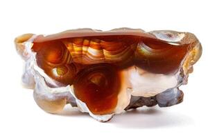 mineral stone fiery Agate macro on a white background photo