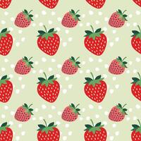 a strawberry pattern with dots and strawberries vector