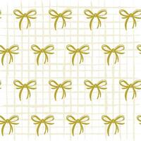 Yellow Coquette Bow Ribbon Seamless Pattern on Grid Background. Combines delicate bows with a subtle grid background, Chic and coquette-inspired pattern for youthful and feminine vibe. vector
