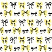 yellow coquette Bow Ribbon Seamless Pattern Background Vintage Bow and Hand-Drawn Ribbon Design. Unique print combines classic bows with delicate, sketch-style ribbon elements. vector
