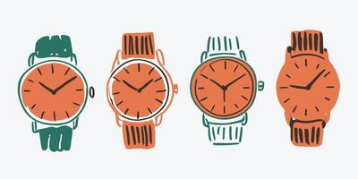 a group of four watches in different colors vector