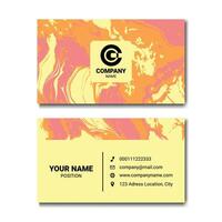 Stylish Business Card with Abstract Marble Texture in Orange, Yellow, and Pink vector