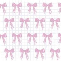 Purple Coquette Bow Ribbon Seamless Pattern on Grid Background. Combines delicate bows with a subtle grid background, Chic and coquette-inspired pattern for youthful and feminine vibe vector