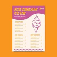 Ice Cream Club Menu Price List Design vector