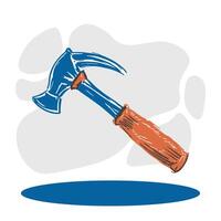 Hand drawn hammer and axe illustration vector