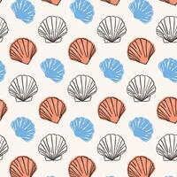 Seashell Seamless Pattern on a Cream Background vector