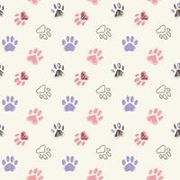 Colorful paw prints seamless pattern vector