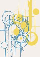 Geometric Abstract Composition in Blue and Yellow vector