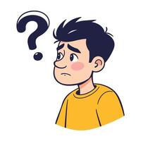 Confused boy with a question mark illustration vector