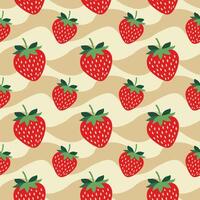 Strawberry pattern on a wavy background vector