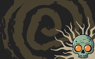 Happy Halloween with a scary skull and spooky atmosphere background vector